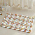 TYUU Waffle Bath Mat, Boho Bathroom Rugs Non Slip Washable Absorbent Checkered Bathroom Mat Quick Dry Farmhouse Bathroom Decor, 24"x16" Khaki and White