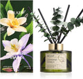 Airkeep Reed Diffuser Set with 6.76 fl oz Cashmere Vanilla Scent Essential Oils and 3 Leaves & 8 Diffuser Sticks,Bathroom Shelf Decor & Air Freshener, House Bedroom Office Decor & Gifts
