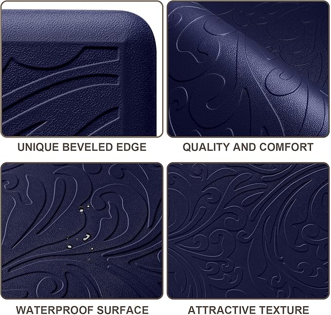 KMAT Kitchen Mat Cushioned Anti-Fatigue Waterproof Non-Slip Standing Mat Ergonomic Comfort Rug for Home,Office,Sink,Laundry,Desk 17.3" (W) x 60"(L),Blue