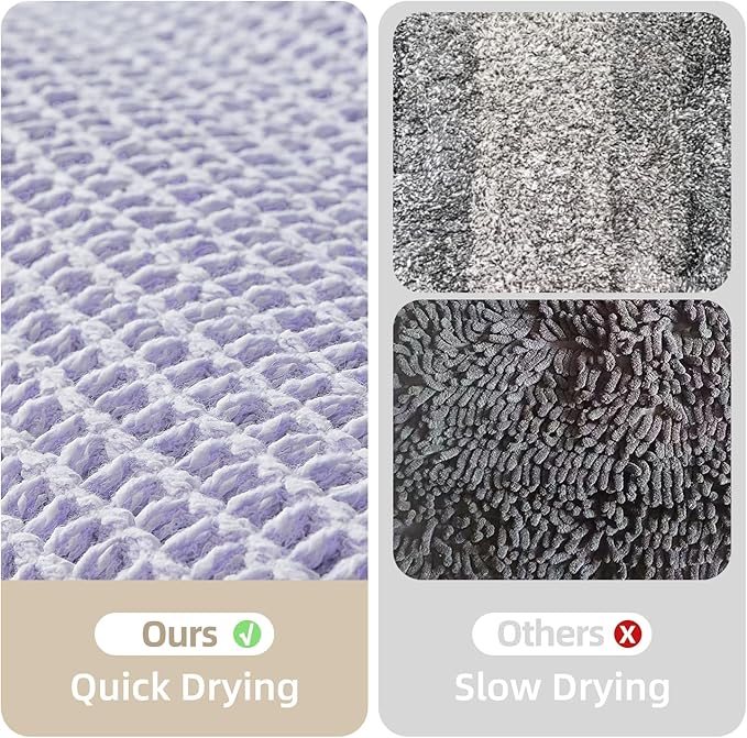 TYUU Waffle Runner Rug Bathroom, Boho Bathroom Rugs Non Slip Washable Long Super Absorbent Quick Dry Cute Bath Mat Farmhouse Bath Mat, 72''x24'' Lavender Cream