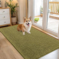 OLANLY Dog Door Mat for Muddy Paws 54x32, Absorbs Moisture and Dirt, Absorbent Non-Slip Washable Doormat, Quick Dry Chenille Mud Mat, Entry Indoor Entryway Carpet for Inside Floor, Willow Green