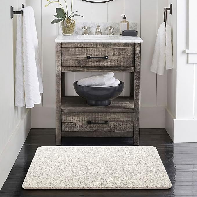 Asvin Soft Textured Bath, Shower, Tub Mat, 24x32 Inch, Phthalate Free, Non Slip Comfort Bathtub Mats with Drain, PVC Loofah Bathroom Mats for Wet Areas, Quick Drying
