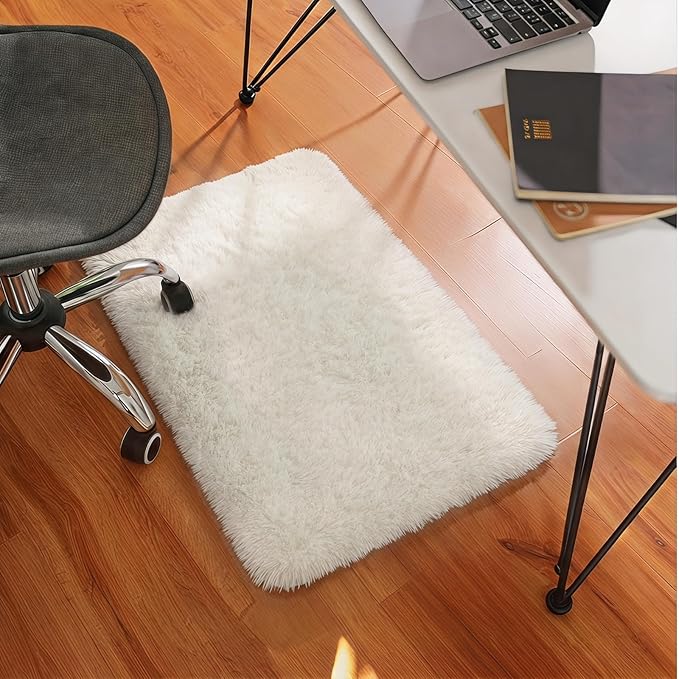Ophanie Small Rug Washable Non Slip Throw Bedside Area Rugs, Fluffy Soft Mini Bedroom Carpet, Door Entryway Indoor Inside Front Entrance 1.5x2.5 Mat, Home Decor Aesthetic, Ivory