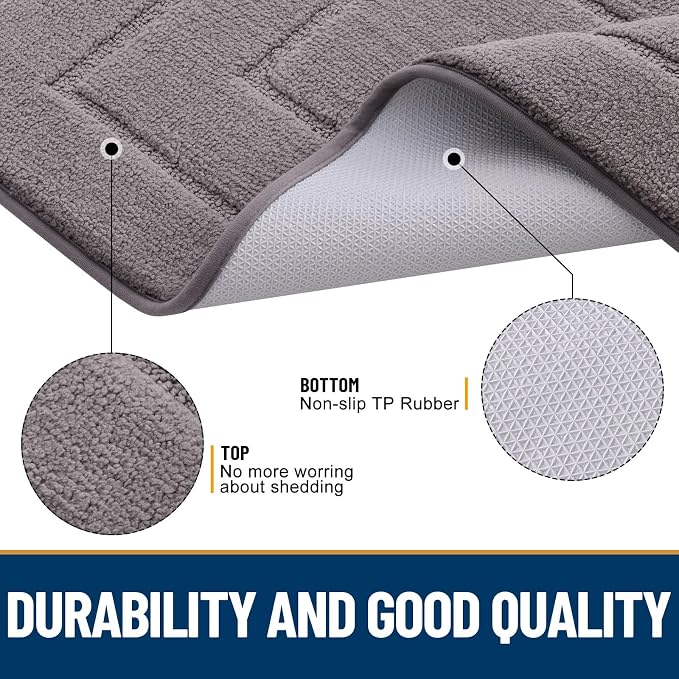 Smiry Dog Door Mat for Muddy Paws, Absorbs Moisture and Dirt, Low-Profile Entryway Mat with Non-Slip Backing, Entry Indoor Outdoor Doormat for Inside Floor (30x20 Inches, Grey, Bordered)