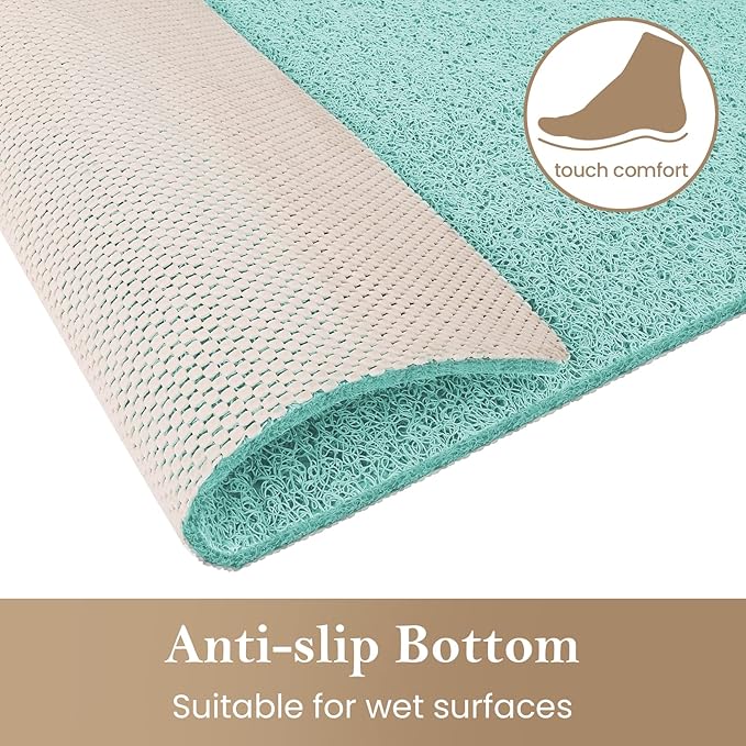 Shower Mat Bathtub Mat Non-Slip,36x16 inch, Soft Tub Mat with Drain,PVC Loofah Bath Mat (Phthalate Free) for Tub and Bathroom,Quick Drying,Green