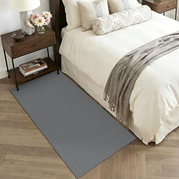 KOZYFLY 3x6 Washable Runner Rug, Non Slip Wide Runners for Hallway, Woven Large Entryway Runners, Braided Floor Carpet Runner for Entry, Kitchen, Bedside, Hall, Grey/Dark Grey