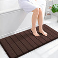 OLANLY Memory Foam Long Bathroom Rugs Runner 44x20, Super Soft Absorbent Bath Mat, Quick Dry, Machine Washable Shower Floor Rugs, Bathmat Carpet, Bathroom Home Decor Accessories, Brown