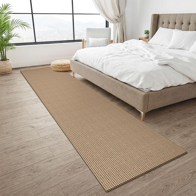 KOZYFLY Runners Rugs for Hallway 2x10, Washable Runner Rug, Woven Non Slip Kitchen Runner, Braided Entryway Rug, Floor Carpet for Entry, Aisle, Hall, Orange Beige/Tan/Brown