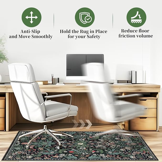 Office Chair Mat for Hardwood Floor & Tile Floor,36"X 48" Heavy Duty Desk Chair Mat for Hard Floors, Under Desk Rug for Rolling Computer Chair,Anti Slip,Low Pile Carpet Floor Protector-Green Grass