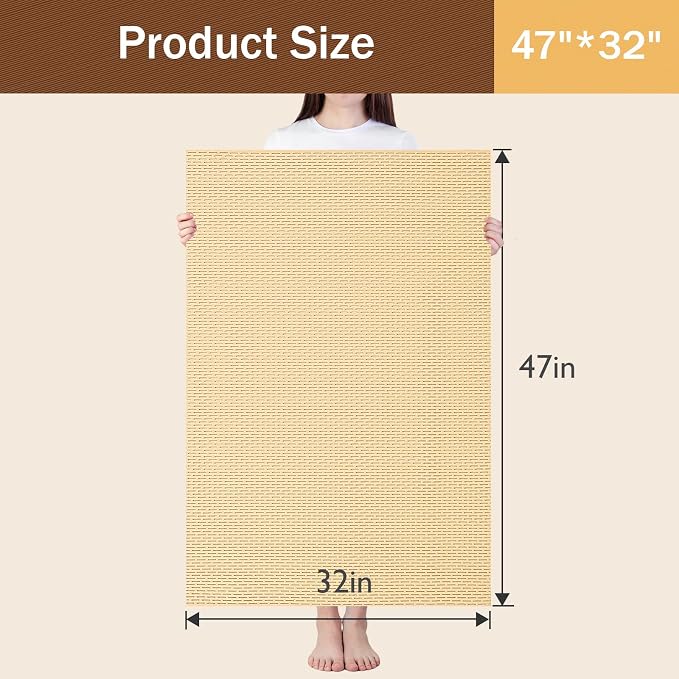 Bathroom Non Slip Shower Mat, Khaki 47x32 Inch Bathtub Mat, Non Slip Bathroom Mat for Elderly and Kids, Easy to Dry, Fast-Dry Drainage Hole, Easy to Prune