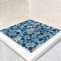 Square Shower Mat Non Slip: 32 x 32 Inch Extra Large Shower Mats with Drain Hole in Middle - PVC Loofah Anti Slip Shower Floor Matt for Inside Shower
