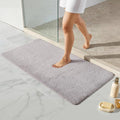 TYUU Bathroom Rugs Non Slip Washable, Ultra Soft Super Absorbent Quick Dry Small Bath Mat with Rubber Backing for Bathroom Floor, Shower, or Sink, Light Grey 24" x 48"
