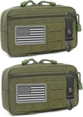 2 Pack Tactical Molle Admin Pouch with US Flag Patch and Keychain - Utility Laser Cut Tactical EDC Tool Pouch Bag Horizontal Modular Pouches Utility Tool Pouch