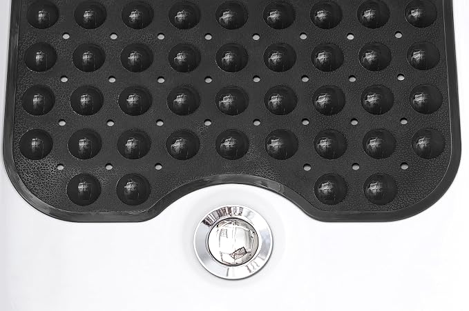 Extra-Long Non-Slip Bathtub & Shower Mat 39”x16” (Smooth/Non-Textured Tubs Only) Safe, Clean, Machine-Washable, Superior Grip&Drainage, Vinyl, Opaque Black