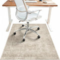 48"x72" Office Chair Mat for Hardwood Tile Floor, Under Desk Carpet Protector for Rolling Computer Chair Mat, Machine Washable Area Rug, Anti-Slip 1/5" Thick Low Pile Thin Vinyl Floor Mat, Ivory