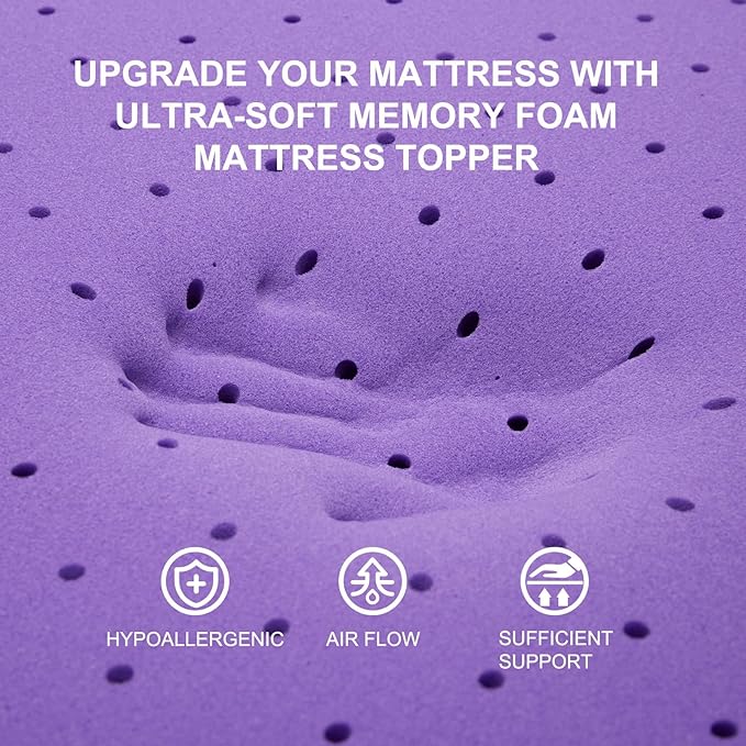 SINWEEK 3 Inch Gel Memory Foam Mattress Topper Ventilated Soft Pressure Relieve Mattress Pad, Breathable Bed Topper, CertiPUR-US Certified, King Size