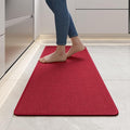 YDKGL Kitchen Mats for Floor, Super Absorbent Kitchen Rugs Non Slip Washable, Soft Imitation Linen Braided Kitchen Runner Rug, Standing Mat Kitchens Sink Mat, Easy to Clean, Red 17x47