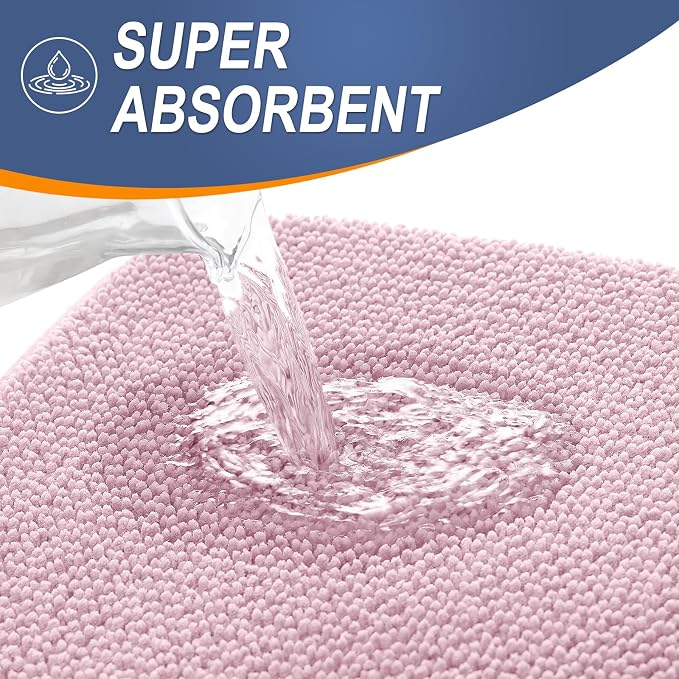 OLANLY Thick Memory Foam Bathroom Runner Rugs 44x24, Extra Soft Absorbent Long Bath Rug, Quick Dry, Non-Slip, Machine Washable Bath Mat for Bathroom, Tub and Shower, Home Decor Accessories, Dusty Rose