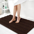 OLANLY Thick Large Bathroom Rugs 40x24, Extra Soft Absorbent Chenille Striped Bath Rugs, Rubber Backing, Machine Wash Dry, Bath Mats for Bathroom Floor, Tub and Shower, Home Decor Accessories, Brown