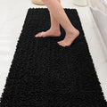 Bathroom Rugs Non Slip Washable 55x24, Extra Thick Soft Chenille Absorbent Bath Mat, High Density Barrier Non Slip Backing, Quick Dry Plush Shaggy Floor Carpet for Tub&Shower, Black