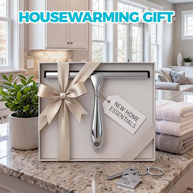 ALFLOD 2PACK 12-Inch All-Purpose Shower Squeegee for Shower Doors, Tile Shower Walls, Bathroom, Window, Glass and Car Windshield, Mirrors and Kitchen-Stainless Steel, Multitools, Silver