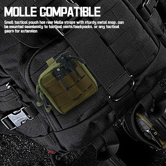 2 Pack Small Admin Pouch, 1000D Tactical Molle Mini Tool EDC Waist Belt Pouches Bag for Vest Backpack