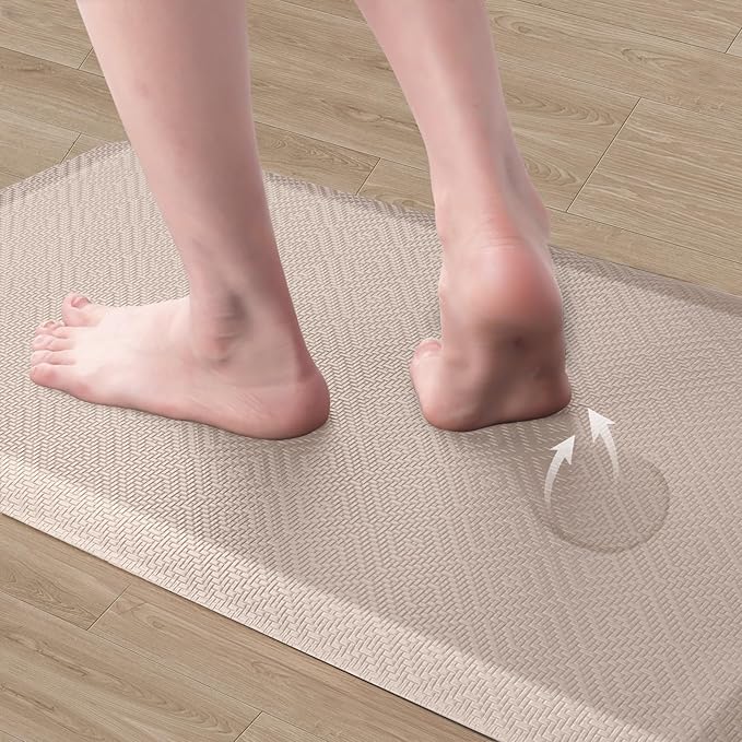 Mattitude Kitchen Mat Cushioned Anti-Fatigue Floor Mat Water Resistant Non-Slip Mats and Rugs Standing and Comfort Desk Mats for House Sink Office Laundry (Beige, 17.3"x28")