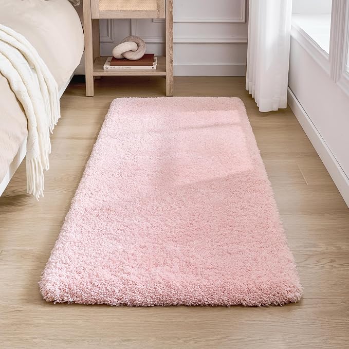 Disolla Pink Bathroom Rug 24x48 - Non-Slip Plush Thick Bath Mat, Highly Absorbent & Ultra Soft Fluffy Floor Mat, Machine Washable for Shower and Tub