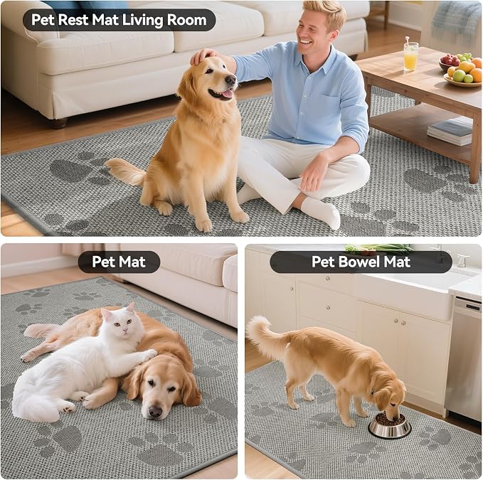 YDKGL Kitchen Mats for Floor, Super Absorbent Kitchen Rugs Non Slip Washable, Rubber Backing Soft Woven Linen Embroidery Runner Rug, Standing Mat Kitchen Sink Mat, Easy to Clean, Gray 17x47