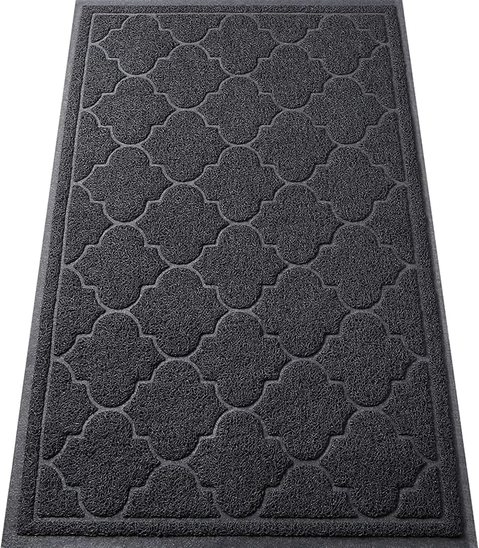 LuxStep Door Mat Large Indoor Outdoor Doormat, Non-Slip Low-Profile Design Floor Mat, Durable Trap Dirt and Dust Front Door Welcome Mat for Entryway,Patio,Garage,High Traffic Areas,(Black, 17"x30")