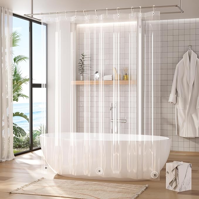 Titanker Clear Shower Curtain Liner, 72x80 PEVA Shower Liner Inside Shower Curtain Liner Washable Shower Curtains for Bathroom with Magnets and Rustproof Metal Grommet Holes