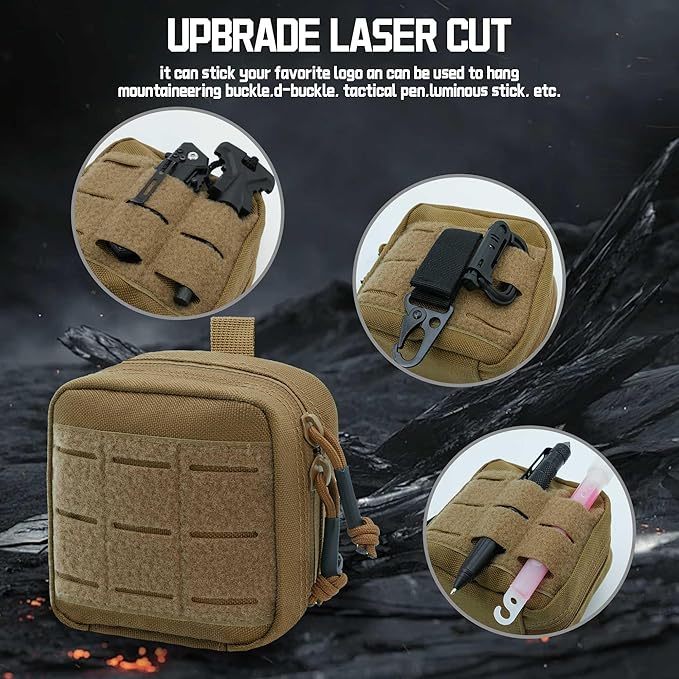 2 Pack Small Admin Pouch, 1000D Tactical Molle Mini Tool EDC Waist Belt Pouches Bag for Vest Backpack