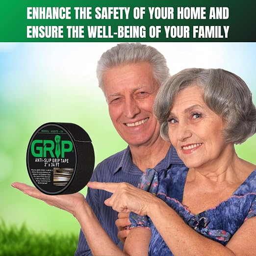 GRIP Anti Slip Tape - 80 Grit High Traction Non-Slip Tape for Stairs, Ramps, Floors, Indoor/Outdoor Use, Easy Cut & Apply, Durable for Heavy Traffic Areas (2" x 34')