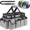 Cleaning Caddy Bag,Extra Large Cleaning Supplies Organizer with Handle for Housekeepers,Gray