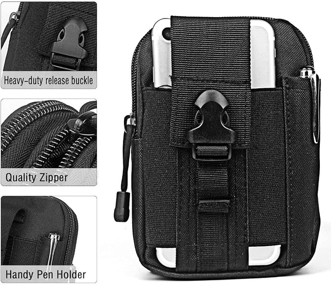 Tactical Molle Pouch EDC Men Belt Waist Bag Compact Outdoor Multipurpose Utility Gadget with Cell Phone Holster Holder