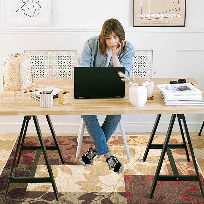 Office Chair Mat for Hardwood Floor, 60"x45" Easy Glide Computer Desk Mat Protector for Rolling Chair Under Desk Rug Nonslip Backing, Machine Wash, (Modern)