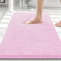 Smiry Luxury Chenille Bathroom Rugs 30x20, Extra Soft and Absorbent Shaggy Bath Mat, Machine Washable, Non-Slip Plush Carpet Runner for Tub, Shower, and Floor, Home Decor Accessories, Pink