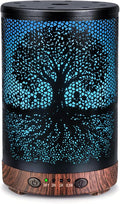 Essential Oil Diffuser 120ML Metal Aromatherapy Diffuser with Timer, Cool Mist Humidifier with Auto Shut-Off & 7 Color Lights for Home Office Spa (Life Tree)