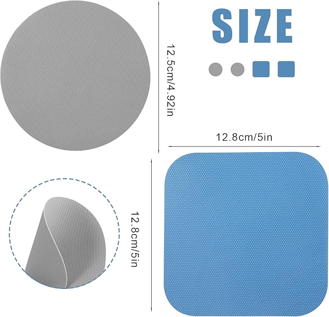 LUTER 4pcs Jar Opener, Rubber, Multi-function Silicone Bottle Opener for Seniors with Weak Hands Lid Cap Gripper Pads Kitchen Coasters Gadgets(Blue, Gray)