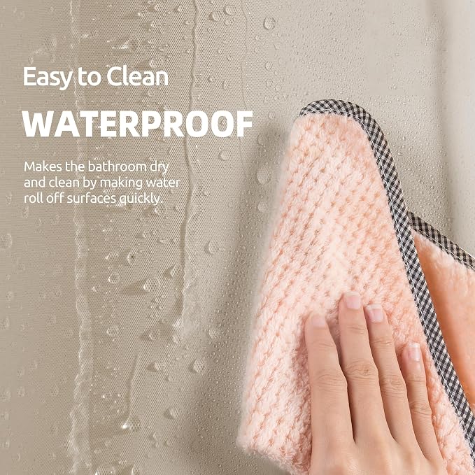 Titanker Shower Curtain Liner 72x72 Tan Shower Liner Lightweight PEVA Shower Curtains for Bathroom, Waterproof Shower Liner with Magnets and Rustproof Grommet Holes