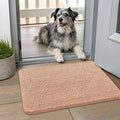 Smiry Dog Door Mat for Muddy Paws 24x16, Absorbent Dirt Trapper, Non-Slip Washable Chenille Entryway Rug for Inside Floor, Peach, Classic Solid