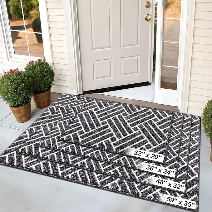 OLANLY Runner Indoor Door Mat, 47x23 Inch, Dirt Resistant and Absorbent, Non-Slip Rubber Backing Floor Mats, Easy Clean Low-Profile Doormat for Entryway, Front Door, and Inside Entrance, Black