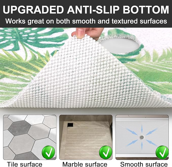 Non Slip Shower Mat: 32x24 Inch Extra Large Shower Mats for Inside Shower with Drain Hole in Middle - Soft PVC Loofah Anti Slip Shower Floor Mat for Standing and Walk-in Shower, Quick Drying