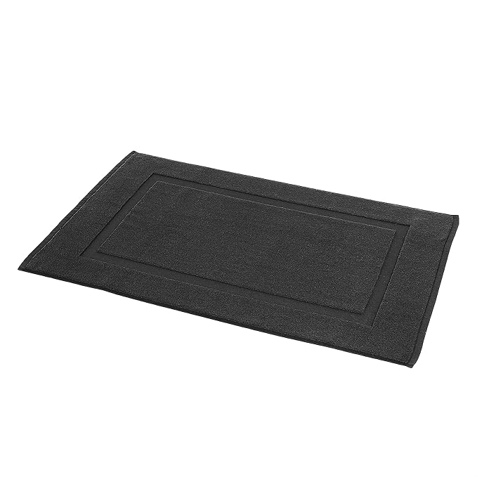 Amazon Basics Banded 100% Cotton Machine Washable Bathroom Bath Rug Mat, 31" x 20", Black