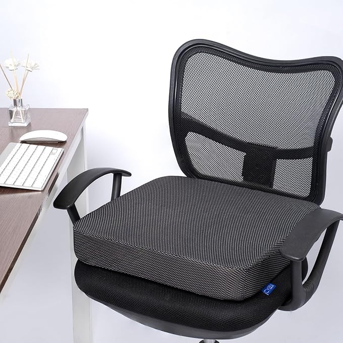 Ifoam Gel Infused Memory Foam Layer Wheelchair Cushion - Seat Cushion for Wheelchair-Office Chair, Kitchen Chair-Pressure Sore and Tailbone Pain Relief-High Dense Polyfoam Base (Black, 18×16×3 inch)