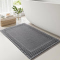 RESARE Waffle Bath Mat for Bathroom, Super Absorbent Bathroom Rugs Non Slip Machine Washable, Ultra Soft Quick Dry Boho Bath Rugs with Tassels, Farmhouse Home Decor Accessories, 17"x24" Dark Grey
