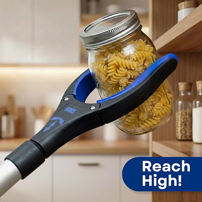 RMS 2 Pack 34 Inch Extra Long Reacher Grabber - Foldable Gripper and Reaching Tool with Rotating Jaw