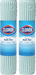 Duck Brand Clorox Bath Mat for Tubs, Non Slip Bathtub Mat with Suction Cups, 17 Inches x 36 Inches, Sky Blue, 2 Pack