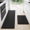StepLively Kitchen Mat, 2 PCS Kitchen Rugs, Cushioned Kitchen Mats for Floor, Anti Fatigue Kitchen Rug Set, Non-Skid Standing Mat for Kitchen, Office, Sink, 17.3"×30"+17.3"×59", Black