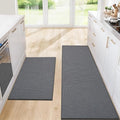 Kitchen Rugs and Mats, Non Slip Washable Set of 2 PCS, Absorbent Kitchen Mats for Floor, Kitchen Runner Rug, Rubber Backing, for Kitchen Decor, Front of Sink (Grey, 20’’*32’’+20’’*72’’)